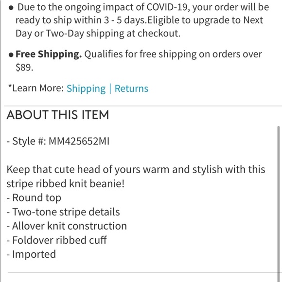 Melrose and Market Striped Knit Beanie - Picture 2 of 2